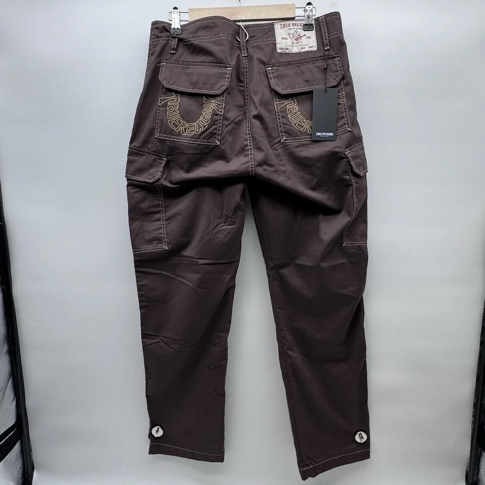 True Religion Men's Brown Bobby Cargo Pants Size 30 Street Wear Baggy NWT